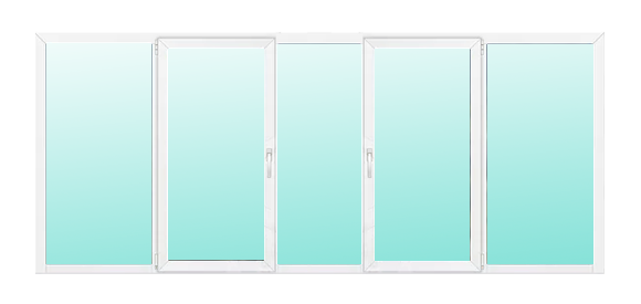 Пятистворчатые балконные рамы ПВХ 600×140 Brusbox 60 Пятистворчатые балконные рамы ПВХ 600×140 Brusbox 60