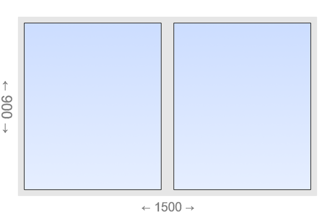Двухстворчатое ПВХ окно 1500x900 Г-Г
