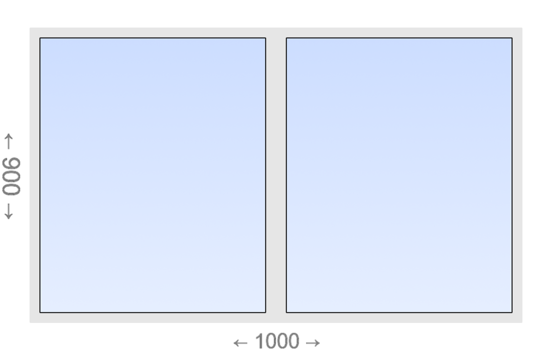 Двухстворчатое ПВХ окно 1000x900 Г-Г